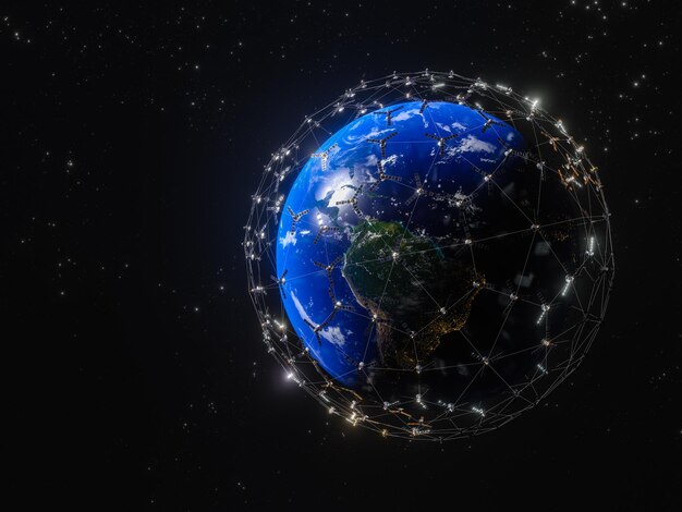 3D rendering of Planet Earth broadband internet system to meet the needs of consumers