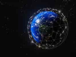 Free photo 3d rendering of planet earth - broadband internet system to meet the needs of consumers