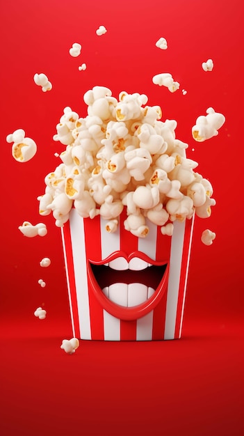 Free photo 3d rendering of popcorn character