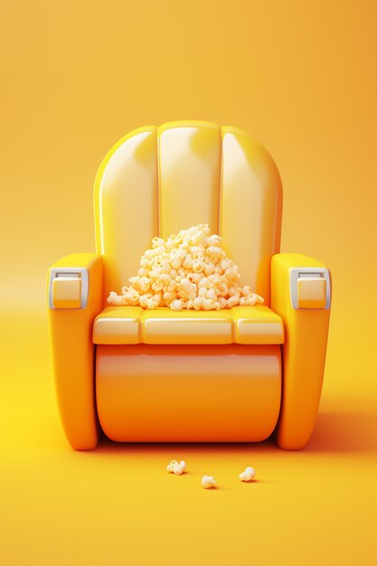 Free photo 3d rendering of popcorn snack for movies