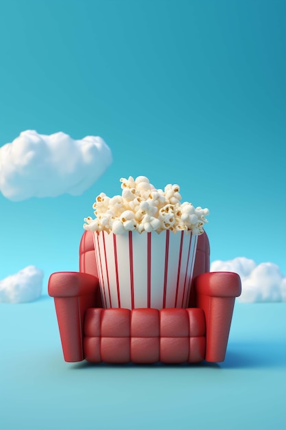 3d rendering of popcorn snack for movies