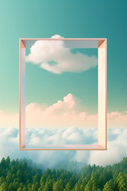 雲の上の長方形の 3D レンダリング