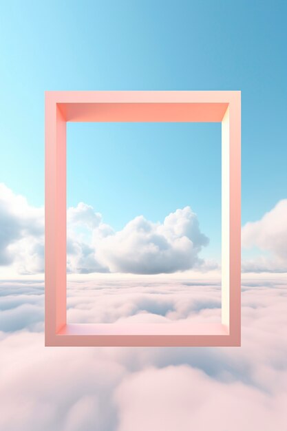 3d rendering of rectangle shape above clouds