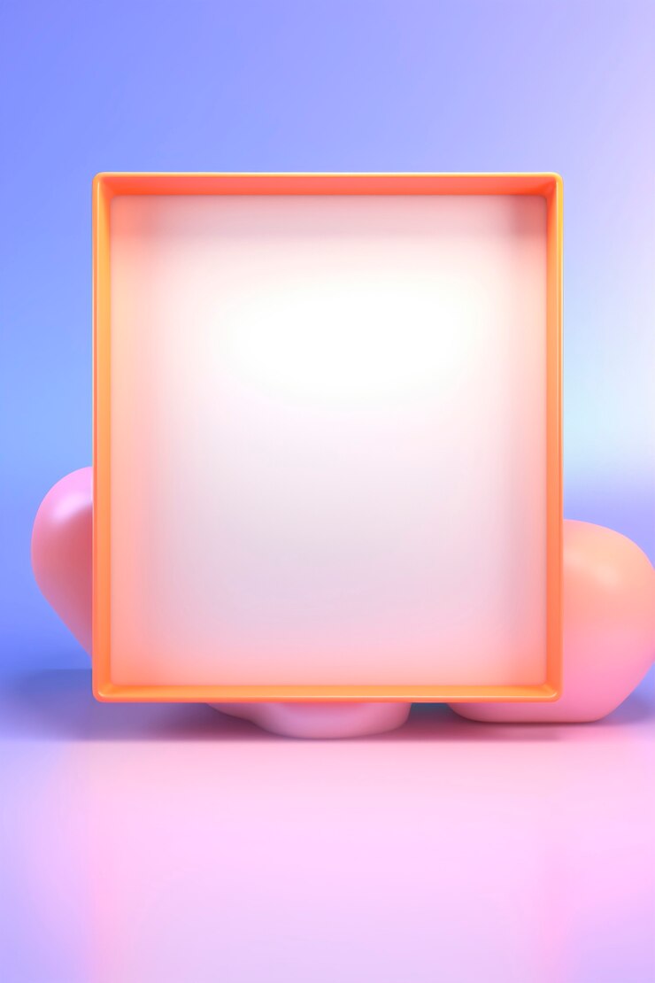Free Photo 3d rendering of rectangle shape with clouds