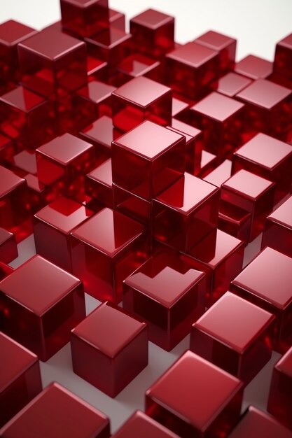 빨간 큐브의 3D 렌더링