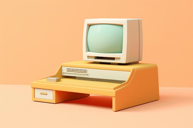 Free photo 3d rendering of retro computer