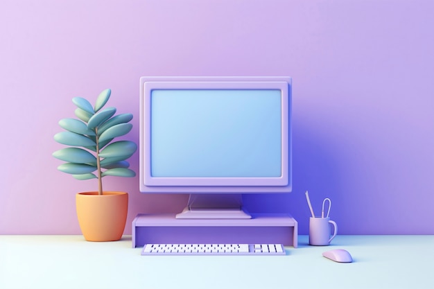 3d rendering of retro computer