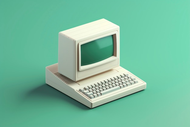 Free photo 3d rendering of retro computer