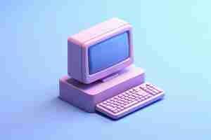 Free photo 3d rendering of retro computer