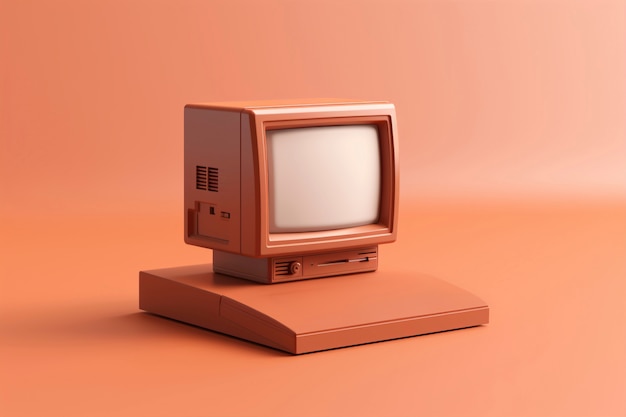 Free photo 3d rendering of retro computer