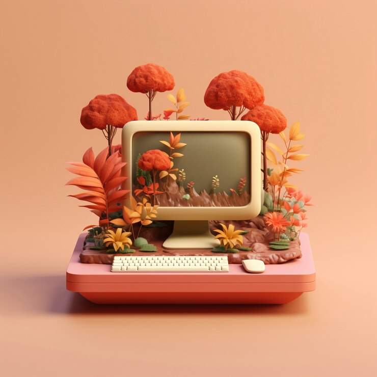 Free Photo 3d rendering of retro computer
