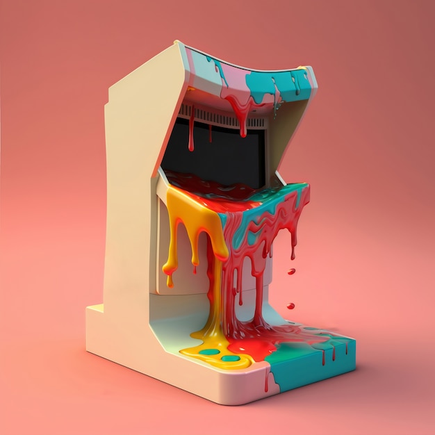 Rendering 3d di fusione di gioco retrò