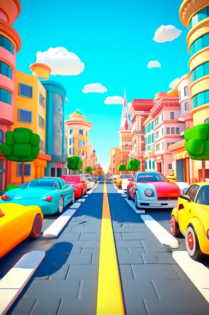 3d rendering of road scenario