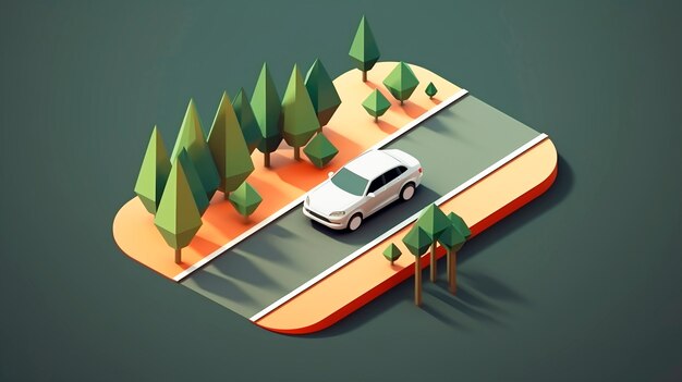 道路シナリオの 3D レンダリング