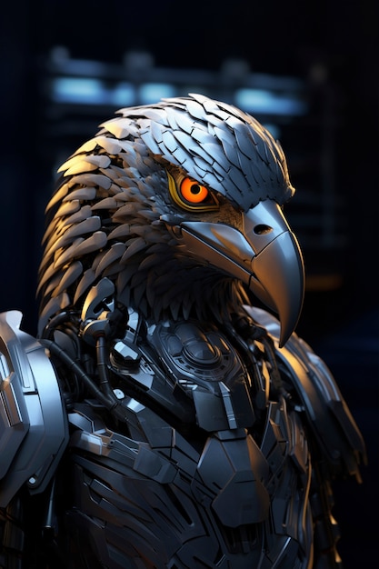 Free photo 3d rendering of robotic eagle