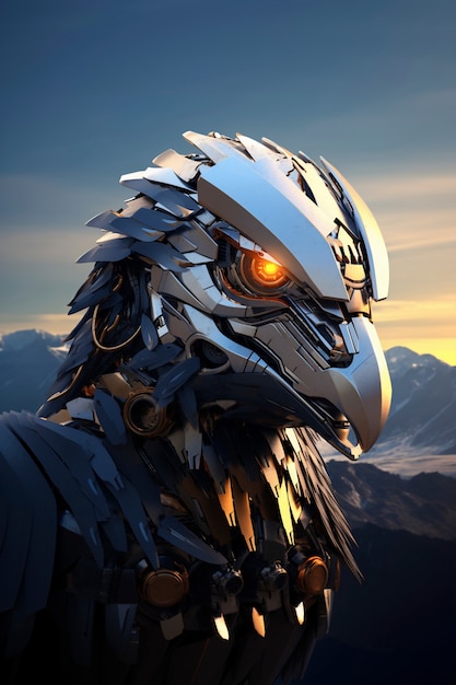 Free photo 3d rendering of robotic eagle