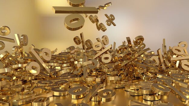 3d rendering of signs percent falling into a heap volumetric signs with a reflective surface