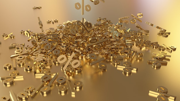 3d rendering of signs percent falling into a heap volumetric signs with a reflective surface