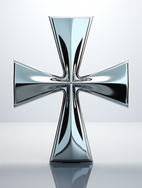 Free photo 3d rendering of silver cross