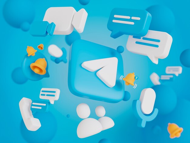 3d rendering of social media icon