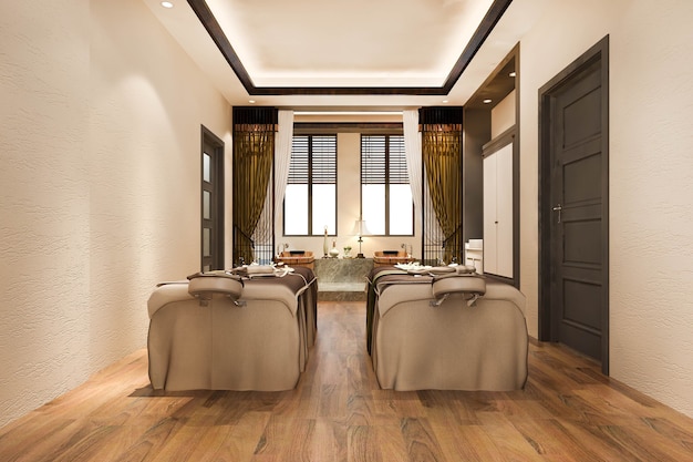 3d rendering spa and massage wellness in hotel suite with bathtub