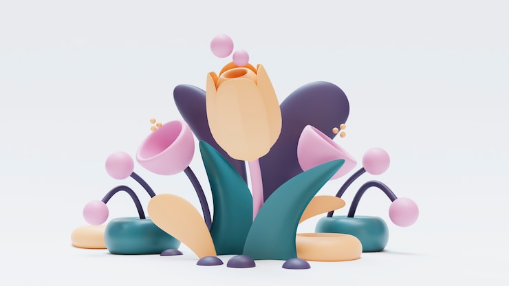 무료 Photo 봄 배경의 3d 렌더링