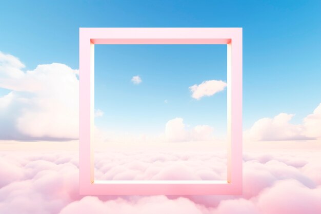 3d rendering of square shape above clouds