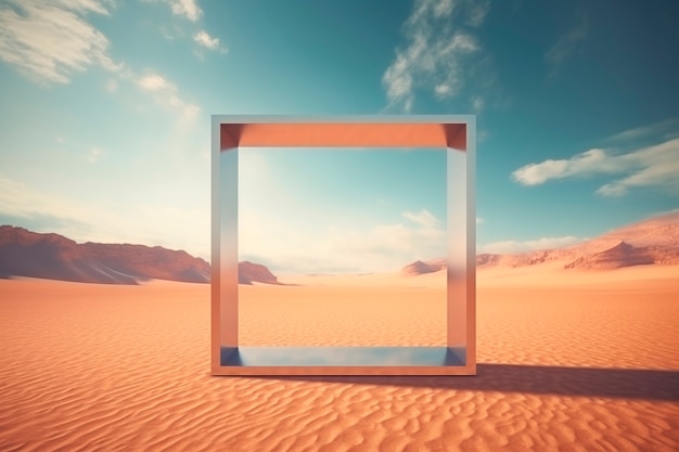 3d rendering of square shape in nature