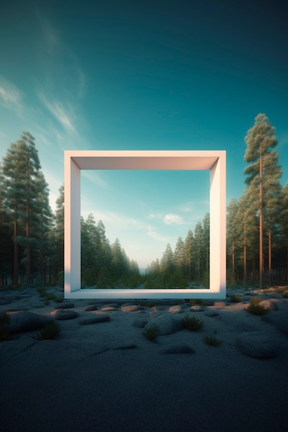 3d rendering of square shape in nature