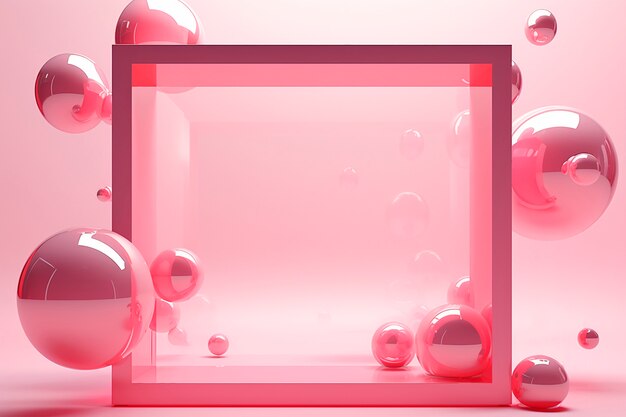 3d rendering of square shape on pink background