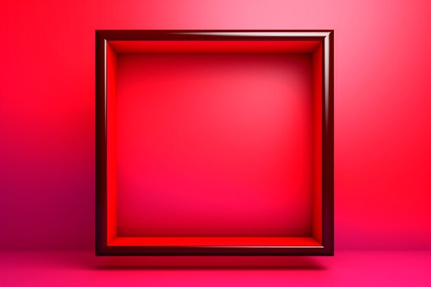 赤い背景の正方形の 3D レンダリング