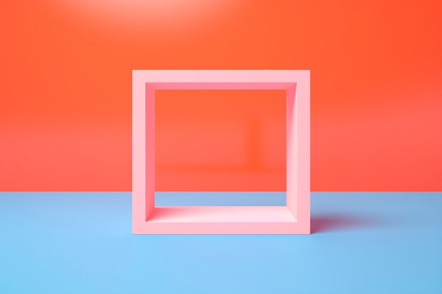 3d rendering of square shape on red background