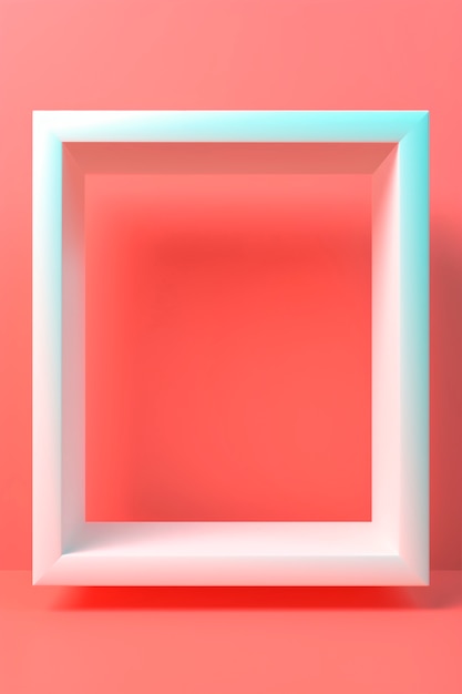 赤い背景の正方形の 3D レンダリング