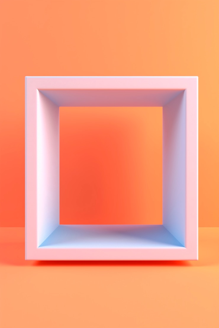 Free Photo 3d rendering of square shape on red background
