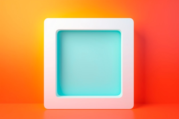 3d rendering of square shape on red background