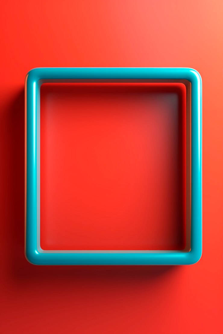 Free Photo 3d rendering of square shape on red background