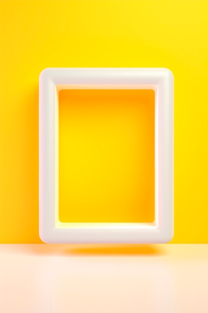 노란색 배경에 사각형 모양의 3D 렌더링