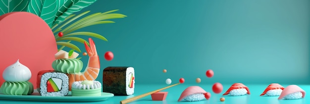 Free photo 3d rendering of sushi