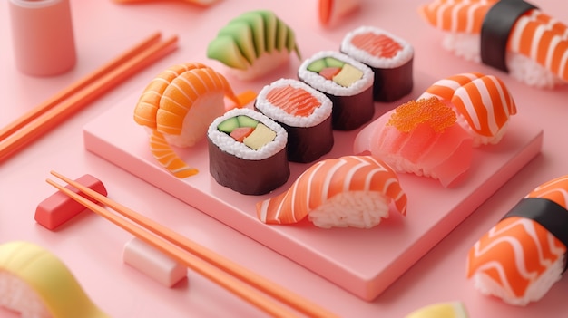 Free photo 3d rendering of sushi