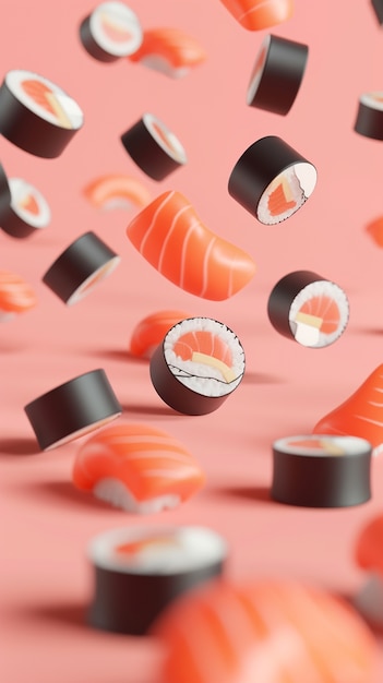 Free photo 3d rendering of sushi