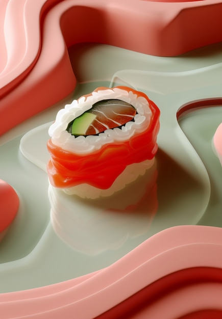 Free photo 3d rendering of sushi