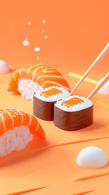 Free photo 3d rendering of sushi