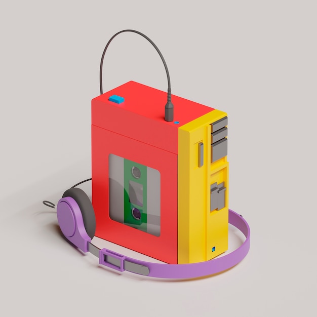 Rendering 3d di nostalgia tecnologica