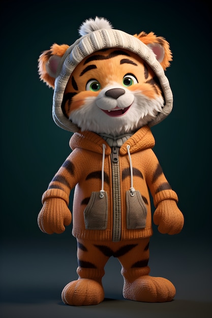 Free photo 3d rendering of tiger character