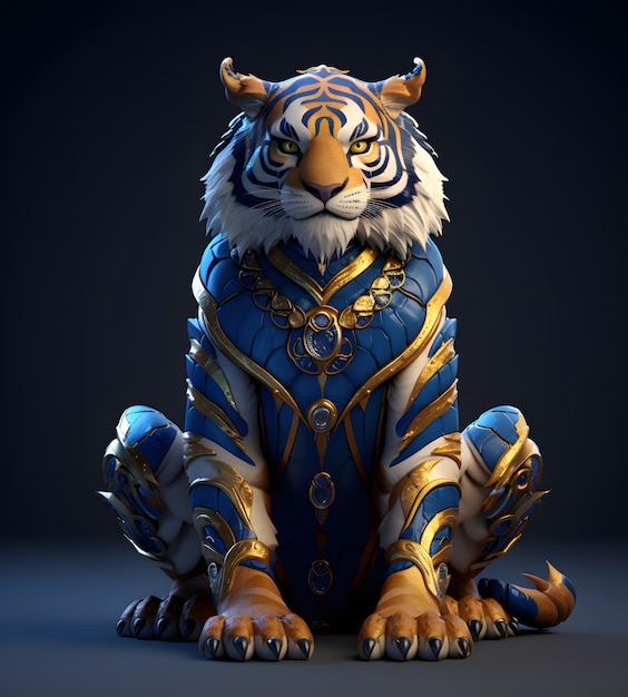 Free photo 3d rendering of tiger character