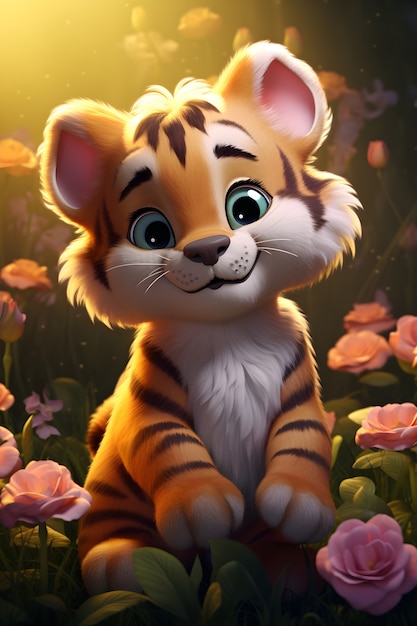 3d rendering of tiger cub