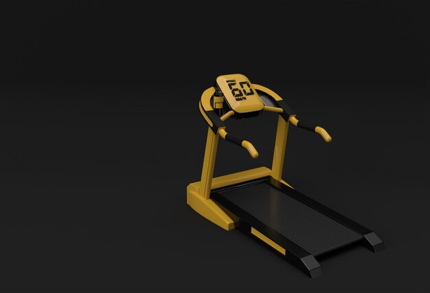 3d Rendering Treadmill or Running Machine on Black Background