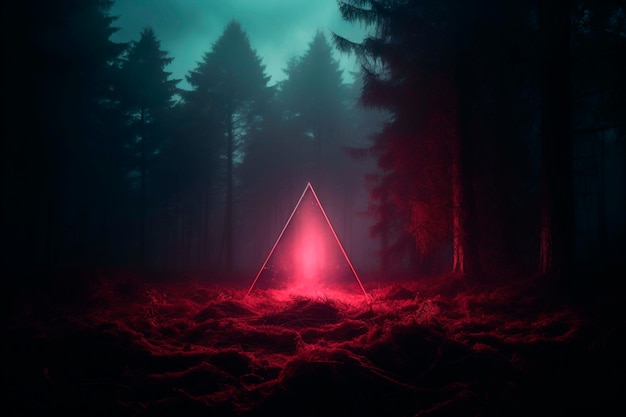 Foto gratuita rappresentazione 3d del triangolo nella foresta