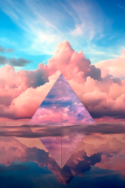 Free photo 3d rendering of triangle in the sky