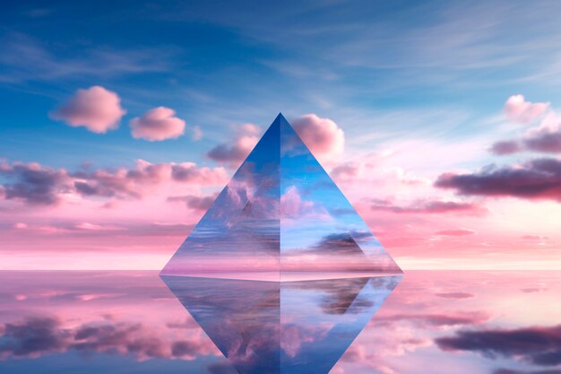 3d rendering of triangle in the sky